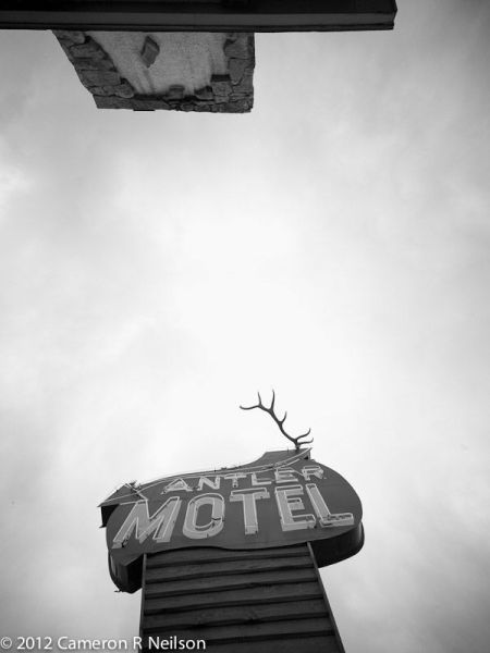 Antler Motel #1 Straight Up - black and white photography by Cameron R Neison